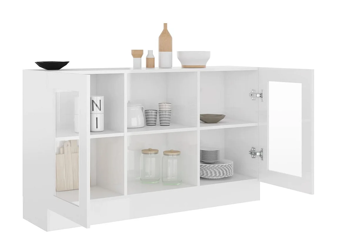 Vitrine Blanc brillant 120x30,5x70 cm Aggloméré OFR85258 BonneVie Meuble