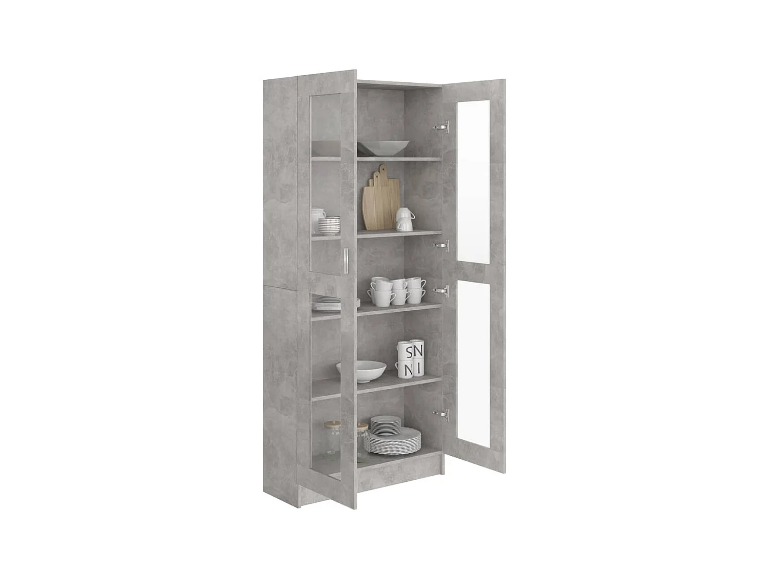 Vitrine Gris béton 82,5x30,5x185,5 cm Aggloméré OFR48870 BonneVie Meuble