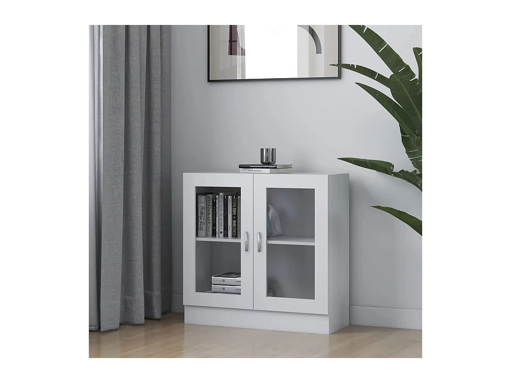 Vitrine Blanc 82,5x30,5x80 cm Aggloméré OFR48611 BonneVie Meuble