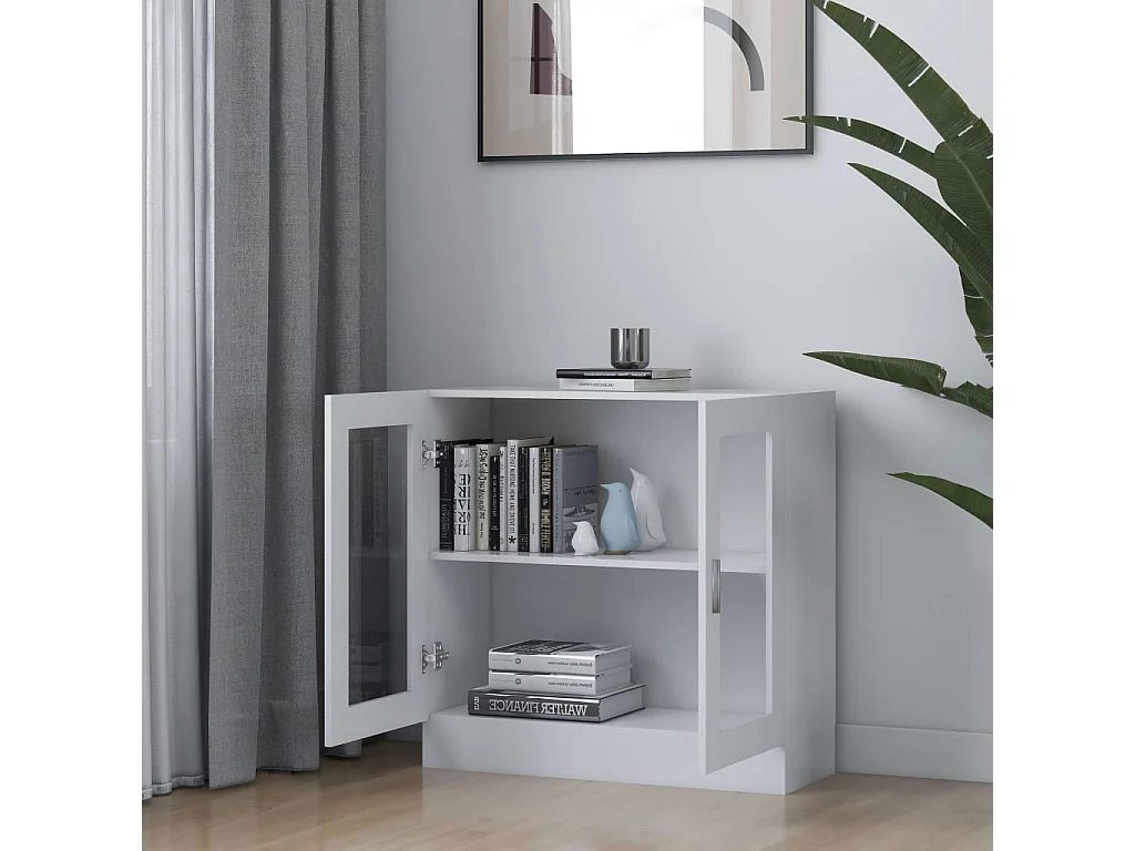 Vitrine Blanc 82,5x30,5x80 cm Aggloméré OFR48611 BonneVie Meuble