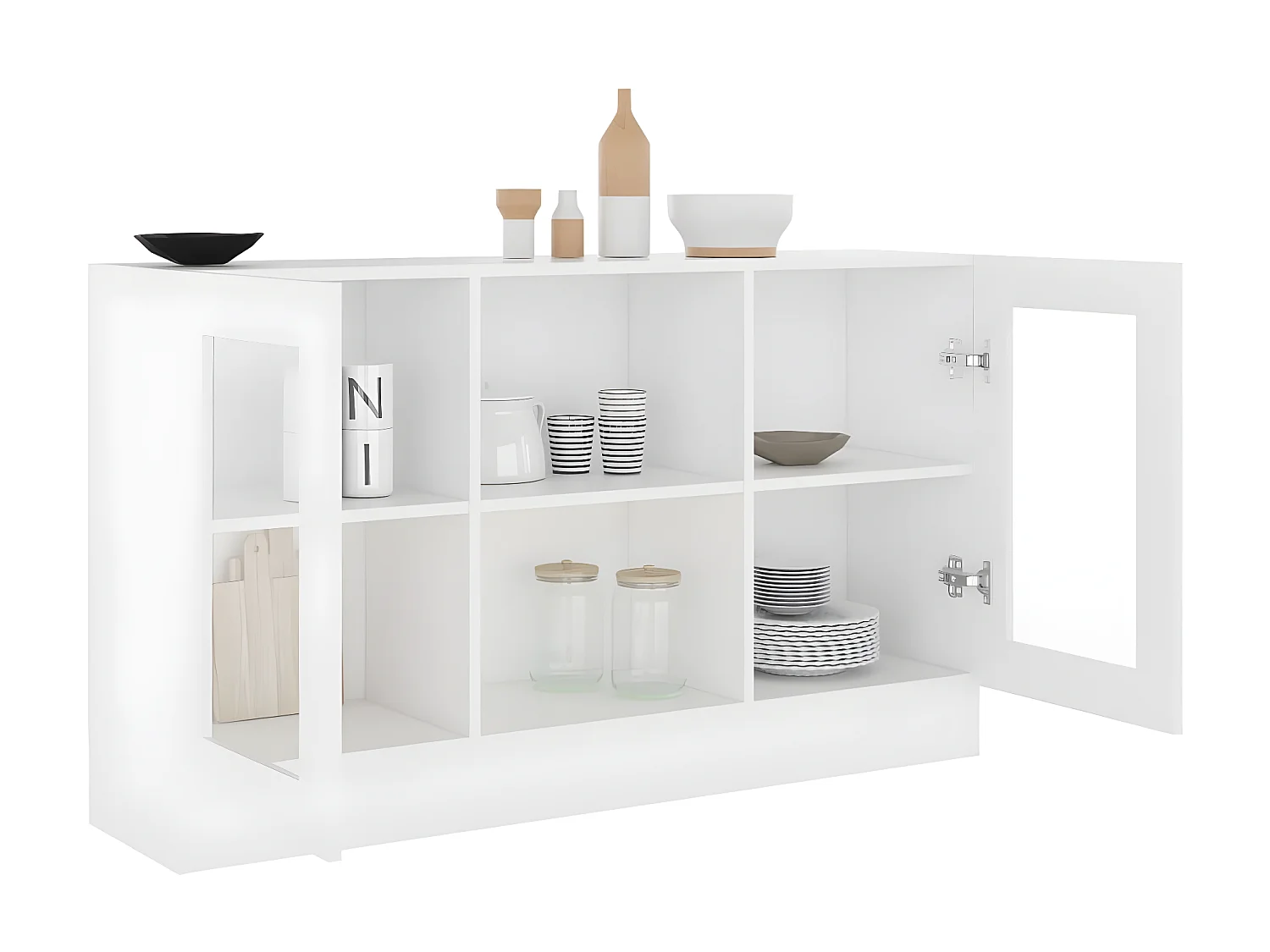 Vitrina de madera ingeniería blanca 120x30,5x70 cm ES888744