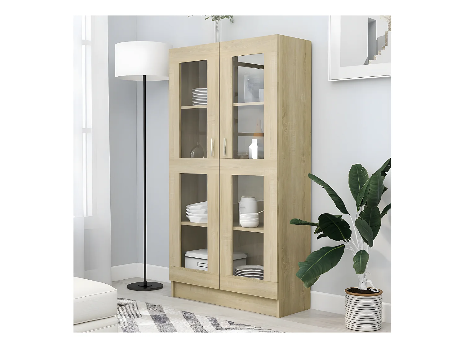 Vitrine Chêne sonoma 82,5x30,5x150 cm Aggloméré OFR50948 BonneVie Meuble