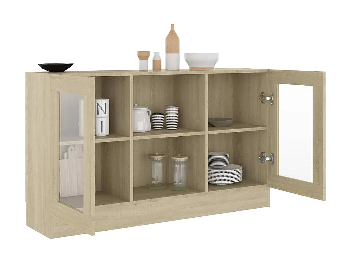 Vitrine Chêne sonoma 120x30,5x70 cm Aggloméré OFR47465 BonneVie Meuble