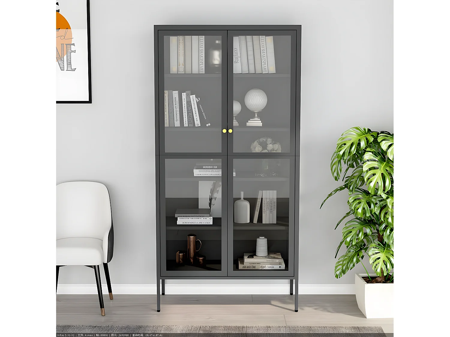 Vitrine d'exposition Anthracite 90x40x180 cm Acier/verre trempé OFR73770 BonneVie Meuble