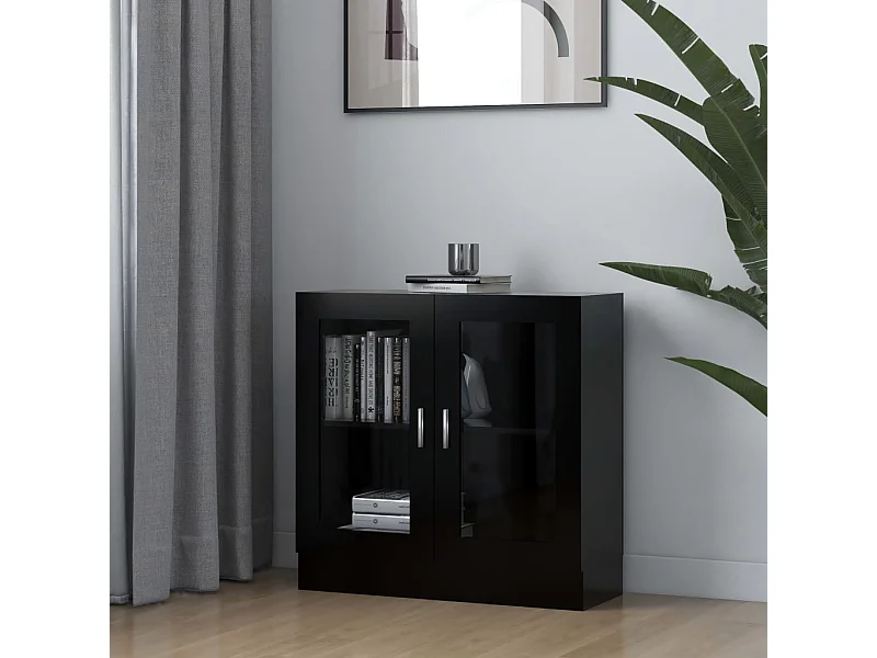 Vitrina de madera contrachapada negro 82,5x30,5x80 cm ES273277
