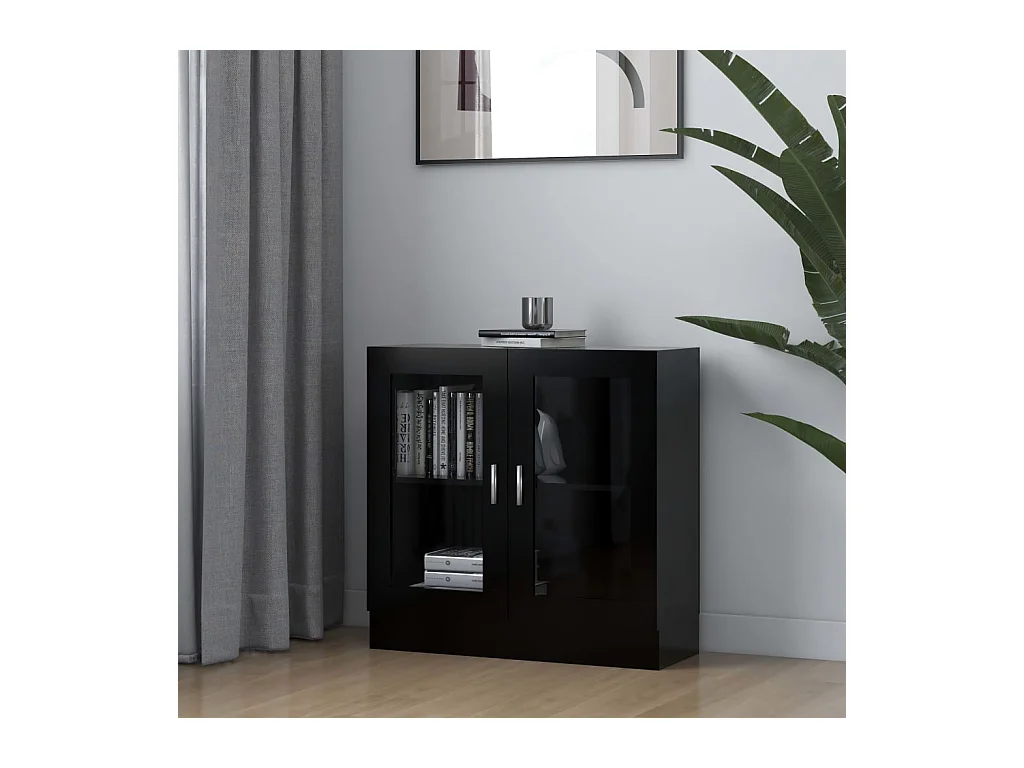 Vitrine Noir 82,5x30,5x80 cm Aggloméré OFR16666 BonneVie Meuble