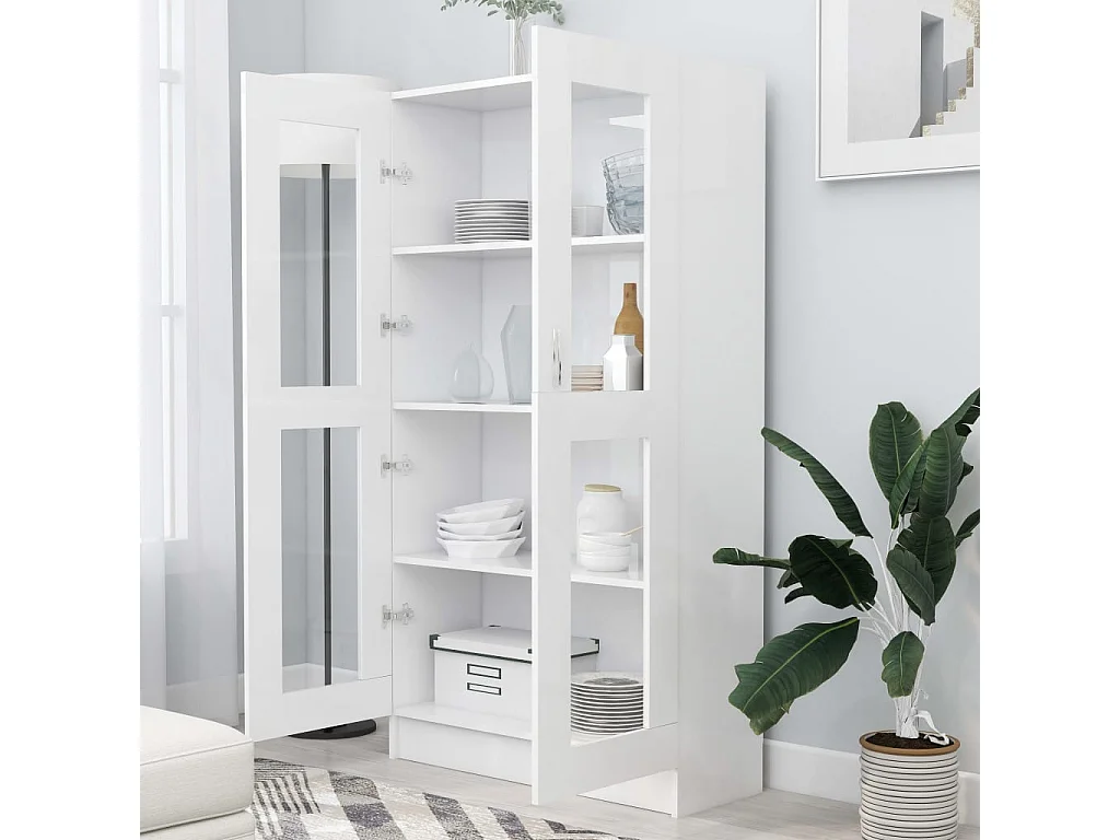 Vitrina de madera contrachapada blanco 82,5x30,5x150 cm ES480103