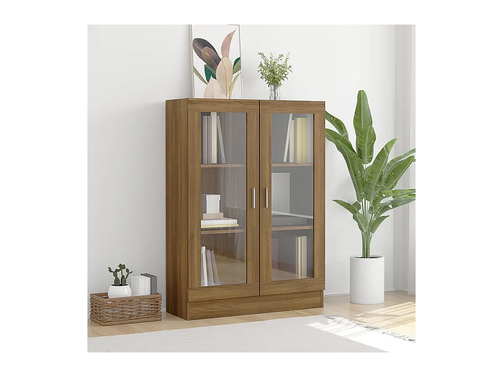 Vitrine, Buffet, Bibliothèque rangement Chêne marron 82,5x30,5x115cmBois d'ingénierie QWS8848 BonneVie Meuble