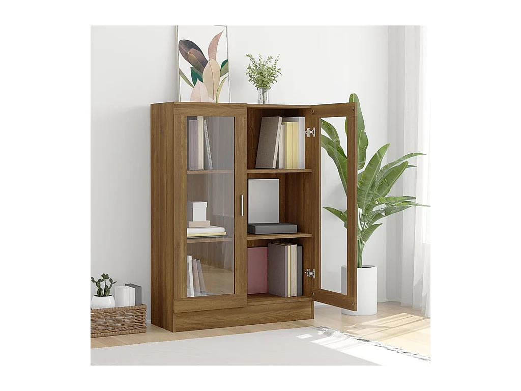 Vitrine, Buffet, Bibliothèque rangement Chêne marron 82,5x30,5x115cmBois d'ingénierie QWS8848 BonneVie Meuble