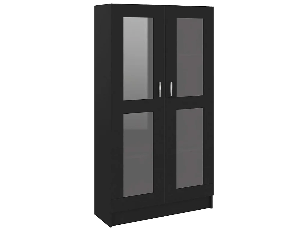 Vitrine Noir 82,5x30,5x150 cm Aggloméré OFR60519 BonneVie Meuble