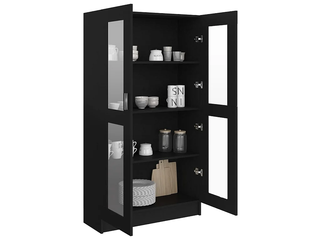 Vitrine Noir 82,5x30,5x150 cm Aggloméré OFR60519 BonneVie Meuble