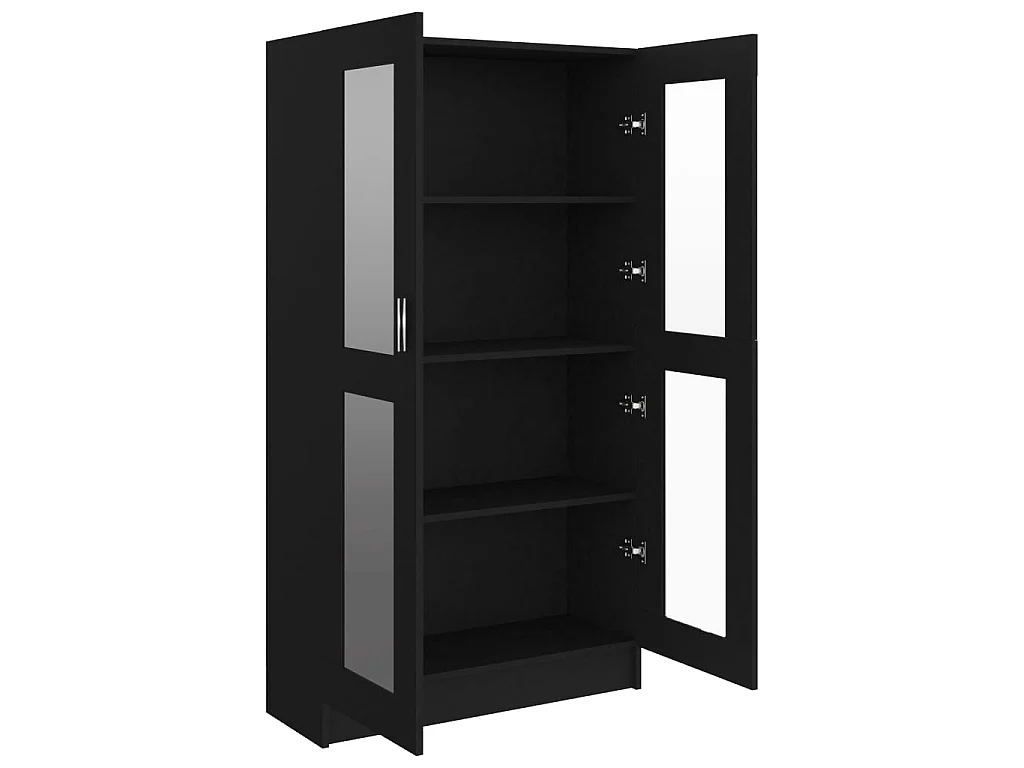 Vitrine Noir 82,5x30,5x150 cm Aggloméré OFR60519 BonneVie Meuble