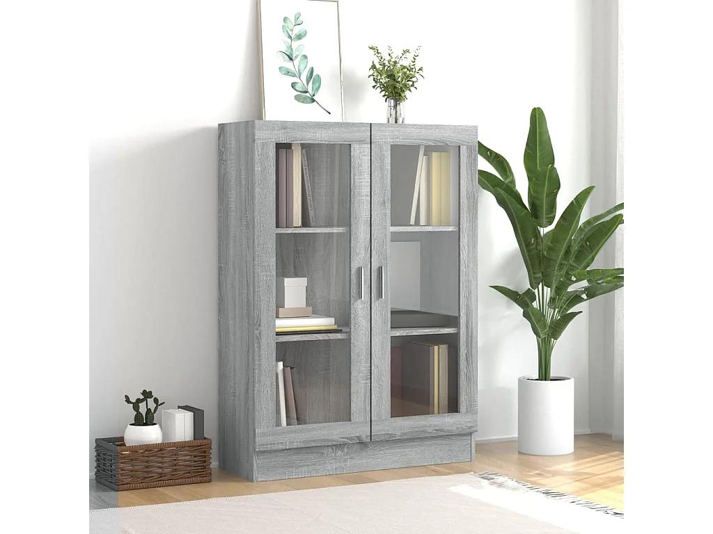 Vitrine 82,5x30,5x115 cm derivados de madeira cinzento sonoma PT514457