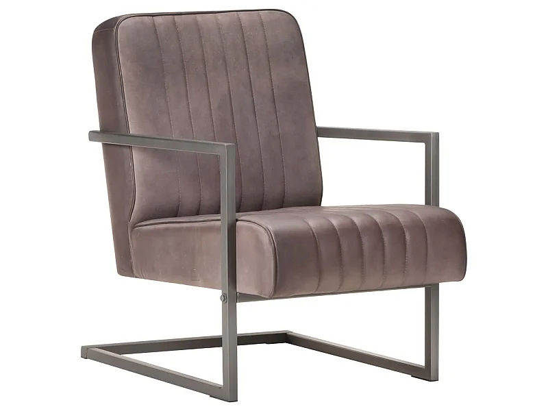 Sillón en voladizo cuero auténtico marrón envejecido ES23602