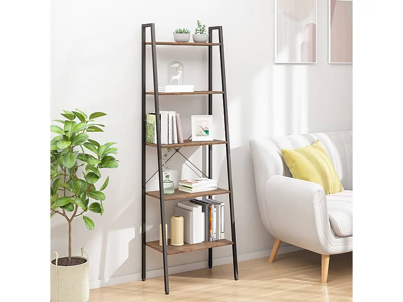 Étagère sur pied 5 niveaux Marron foncé et noir 56x35x174 cm OFR61835 BonneVie Meuble