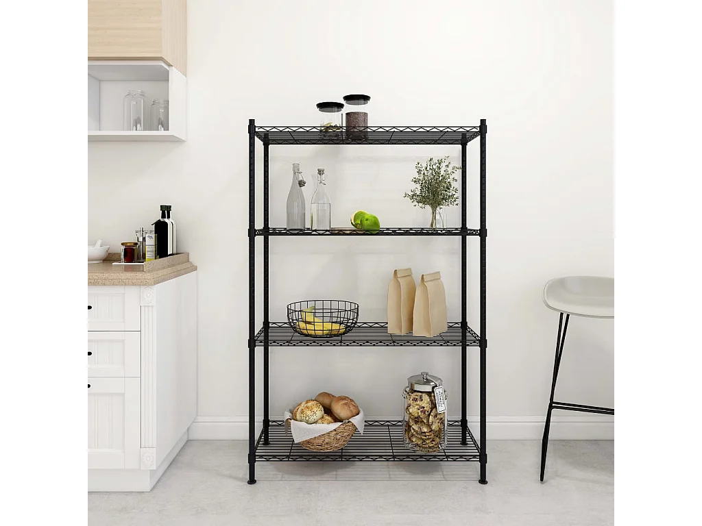 Étagère de rangement 4 niveaux 90x35x137 cm Noir 200 kg OFR31106 BonneVie Meuble