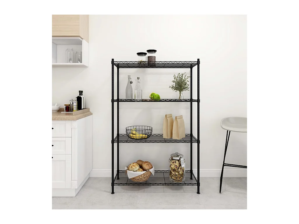 Étagère de rangement 4 niveaux 90x35x137 cm Noir 200 kg OFR31106 BonneVie Meuble