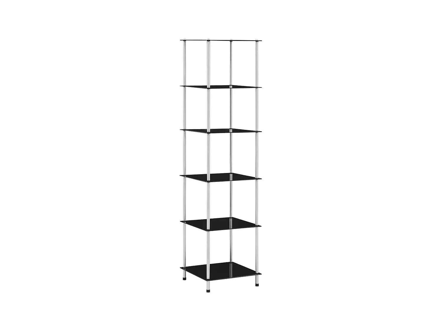 Étagère 6 niveaux Noir 40x40x160 cm Verre trempé OFR18311 BonneVie Meuble