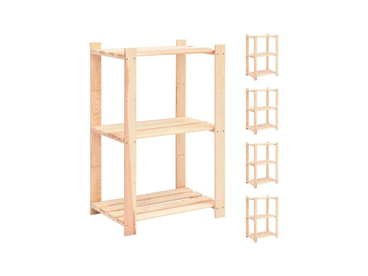 Étagères de rangement à 3 niveaux 5 pcs 60x38x90 cm Pin 150 kg OFR91119 BonneVie Meuble
