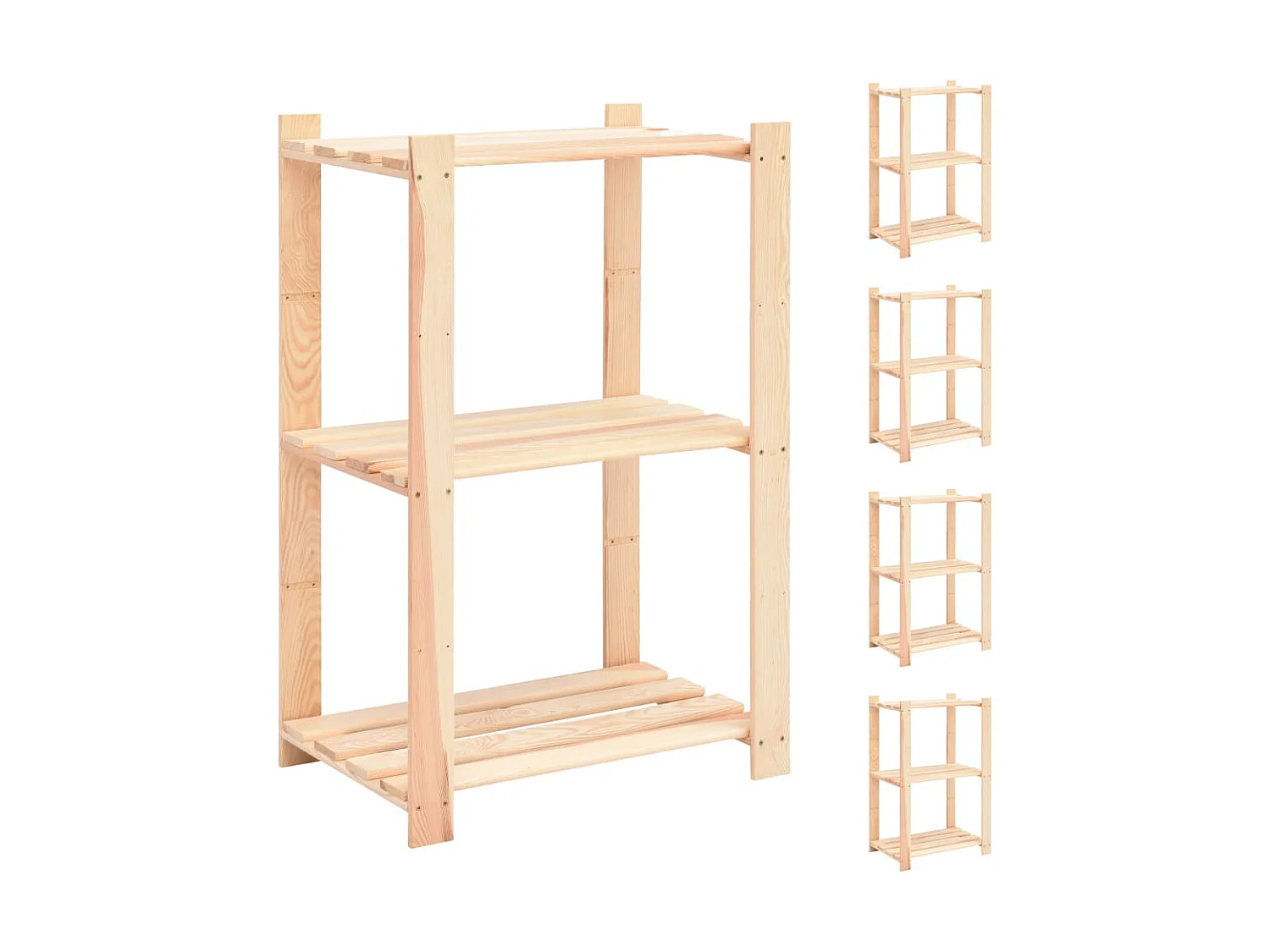 Étagères de rangement à 3 niveaux 5 pcs 60x38x90 cm Pin 150 kg OFR91119 BonneVie Meuble
