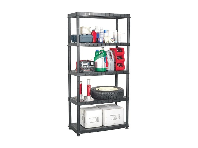 Estante de almacenaje 5 niveles negro plástico 85x40x185 cm ES437823
