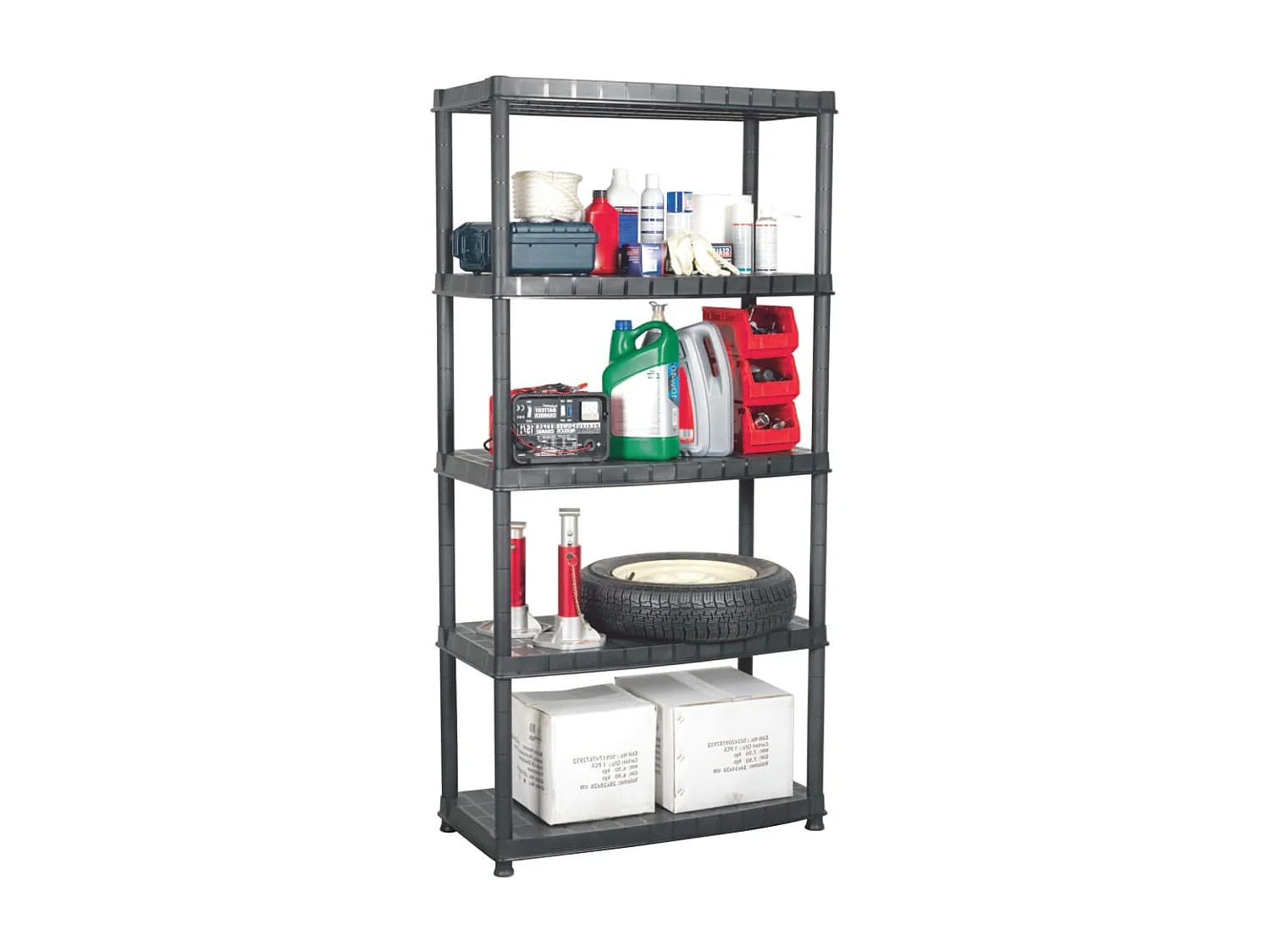 Estante de almacenaje 5 niveles negro plástico 85x40x185 cm ES437823
