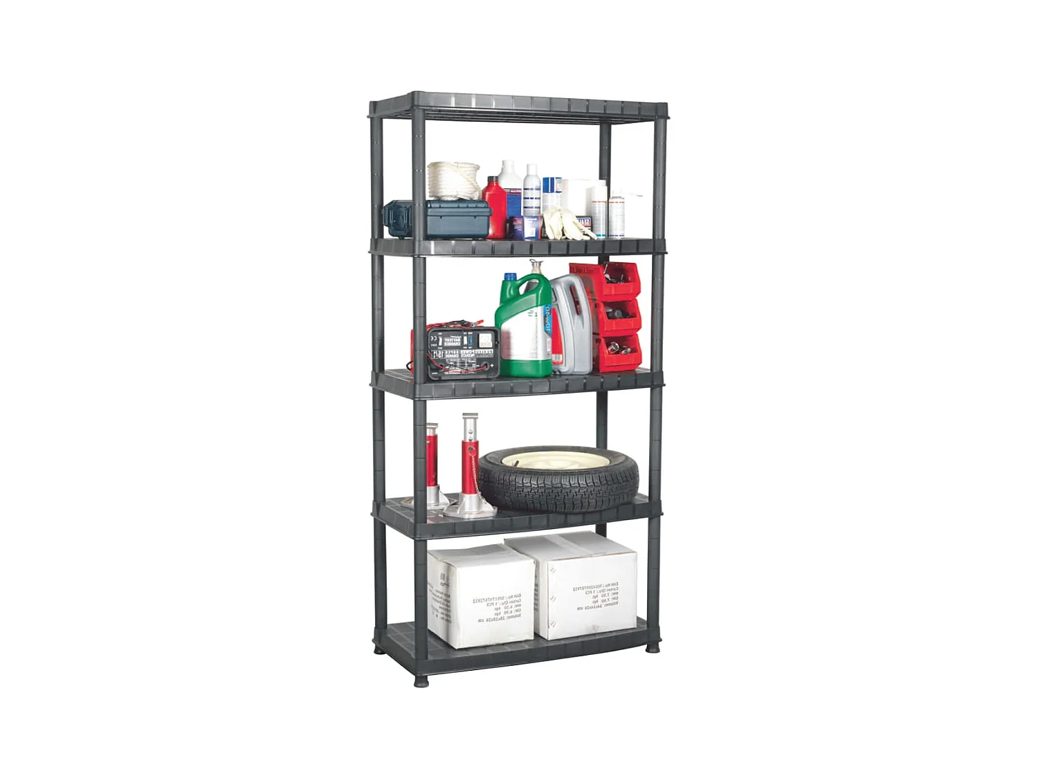 Étagère de rangement à 5 niveaux Noir 85x40x185 cm Plastique OFR64005 BonneVie Meuble