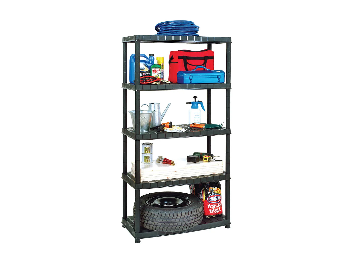 Étagère de rangement à 5 niveaux Noir 85x40x185 cm Plastique OFR64005 BonneVie Meuble