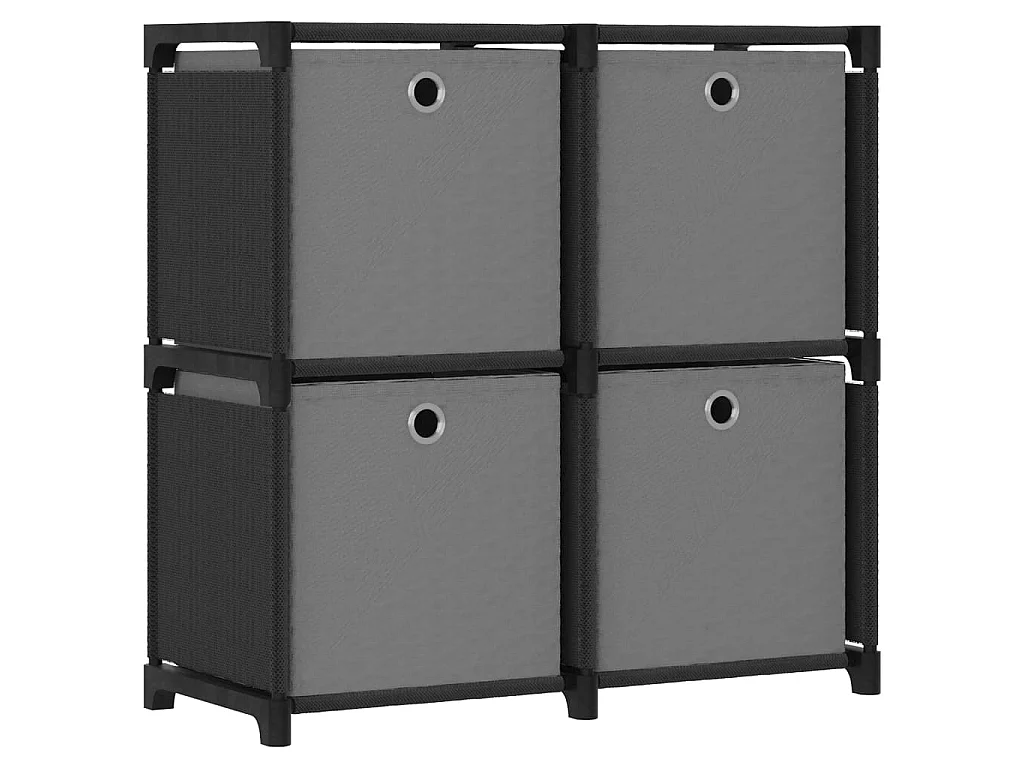 Étagère à 4 cubes avec boîtes Noir 69x30x72,5 cm Tissu OFR54379 BonneVie Meuble