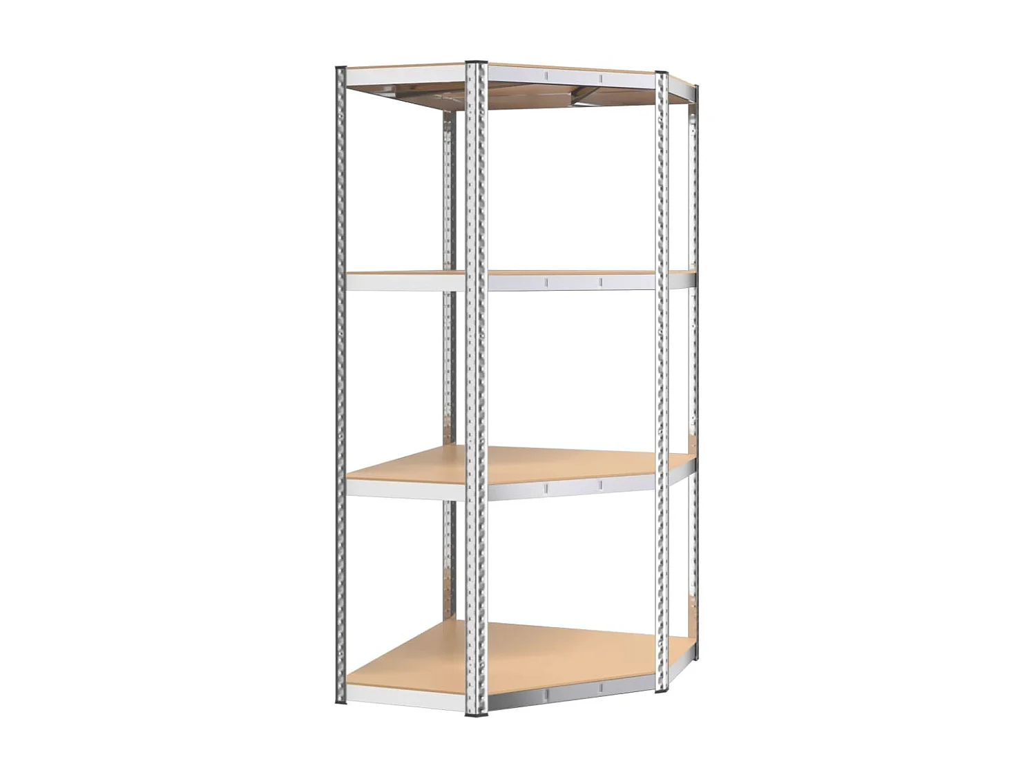 Étagère d'angle à 4 niveaux Argenté Acier et bois d'ingénierie OFR22294 BonneVie Meuble