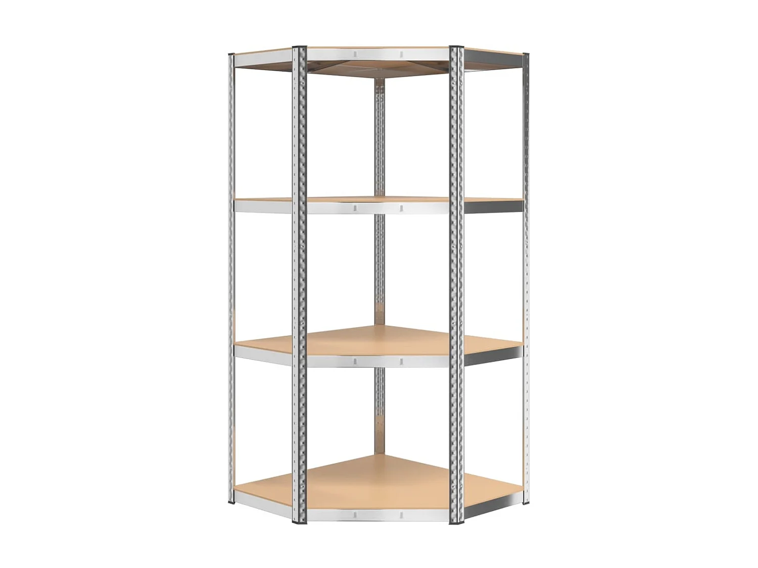 Étagère d'angle à 4 niveaux Argenté Acier et bois d'ingénierie OFR22294 BonneVie Meuble