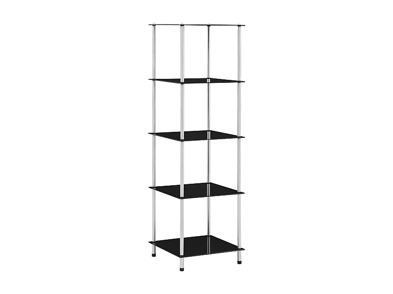 Étagère 5 niveaux Noir 40x40x130 cm Verre trempé OFR59568 BonneVie Meuble