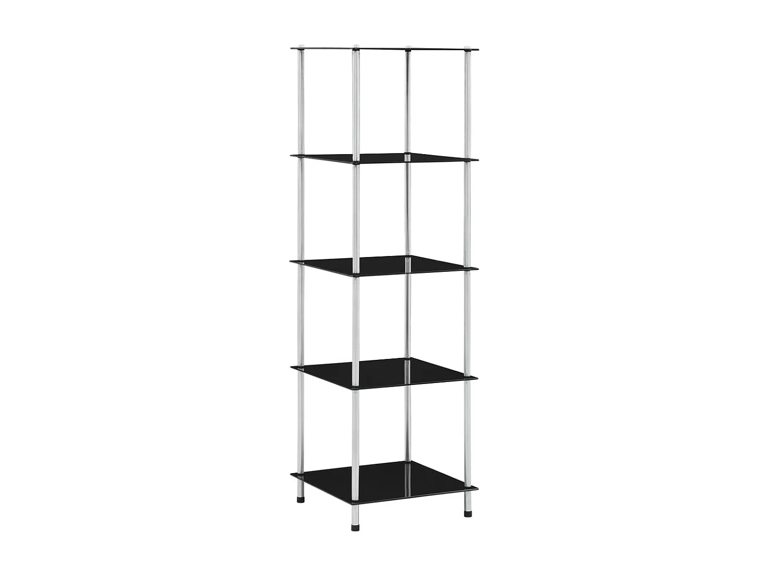 Étagère 5 niveaux Noir 40x40x130 cm Verre trempé OFR59568 BonneVie Meuble