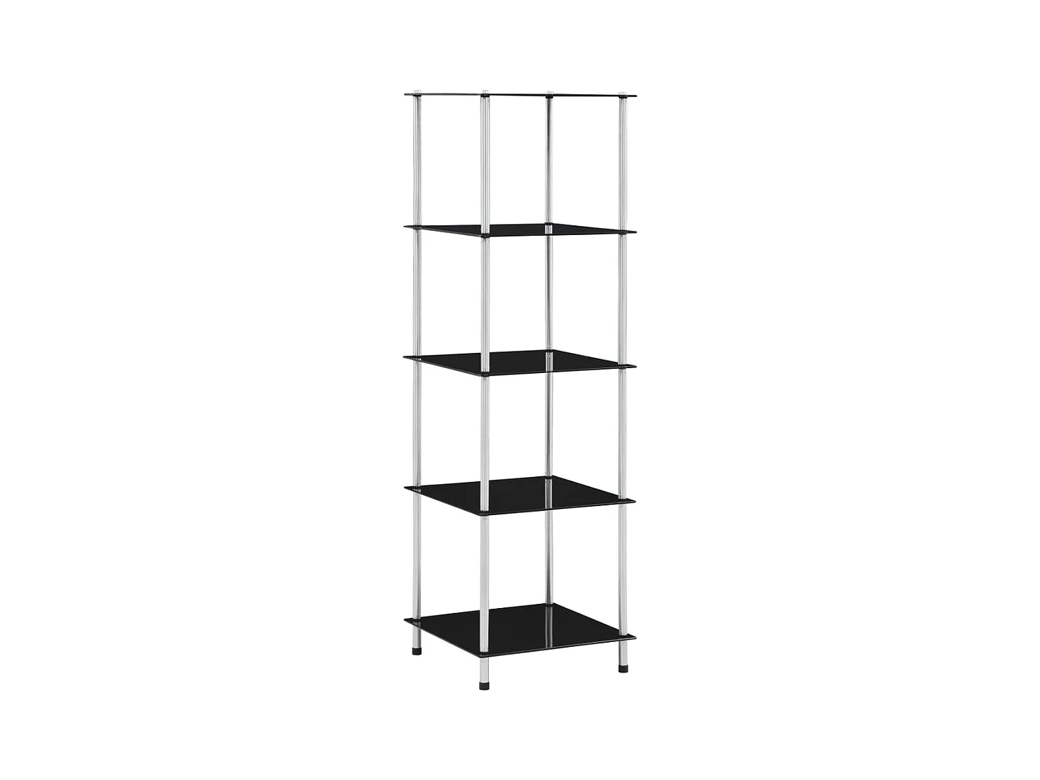 Étagère 5 niveaux Noir 40x40x130 cm Verre trempé OFR59568 BonneVie Meuble
