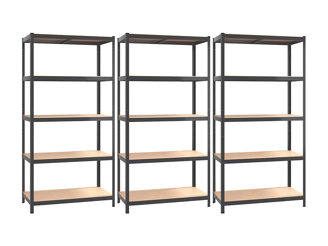 Estante 5 prateleiras 3 pcs madeira processada/aço antracite PT772677