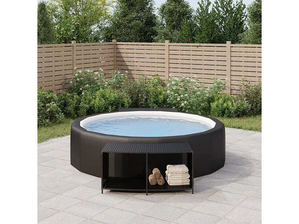 Étagères de rangement 2 pcs noir résine tressée OFR34673 BonneVie Meuble