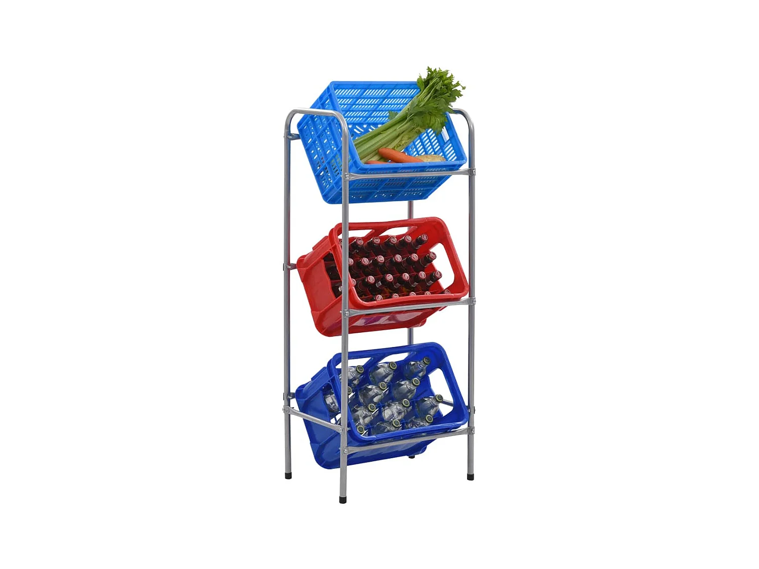 Étagère de rangement pour 3 caisses Argenté 50x33x116 cm Acier OFR71516 BonneVie Meuble