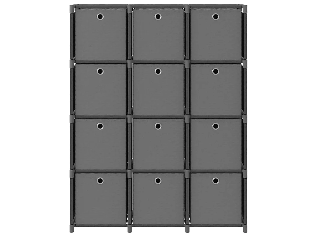 Étagère à 12 cubes avec boîtes Gris 103x30x141 cm Tissu OFR78775 BonneVie Meuble