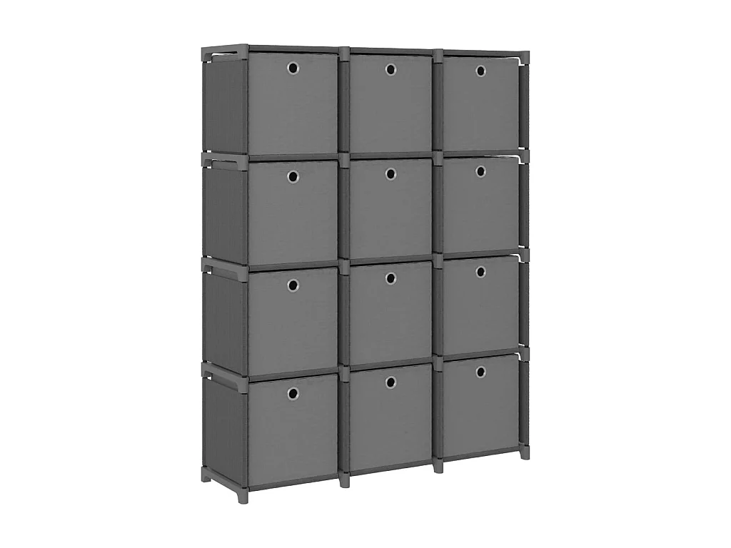 Étagère à 12 cubes avec boîtes Gris 103x30x141 cm Tissu OFR78775 BonneVie Meuble