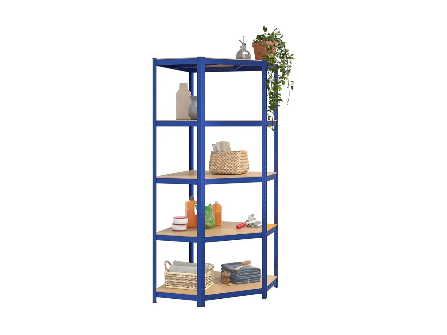 Hoekrek 5-laags staal en bewerkt hout blauw NL621331