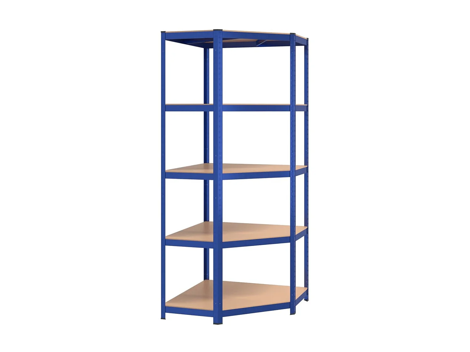 Étagère d'angle à 5 niveaux Bleu Acier et bois d'ingénierie OFR12732 BonneVie Meuble