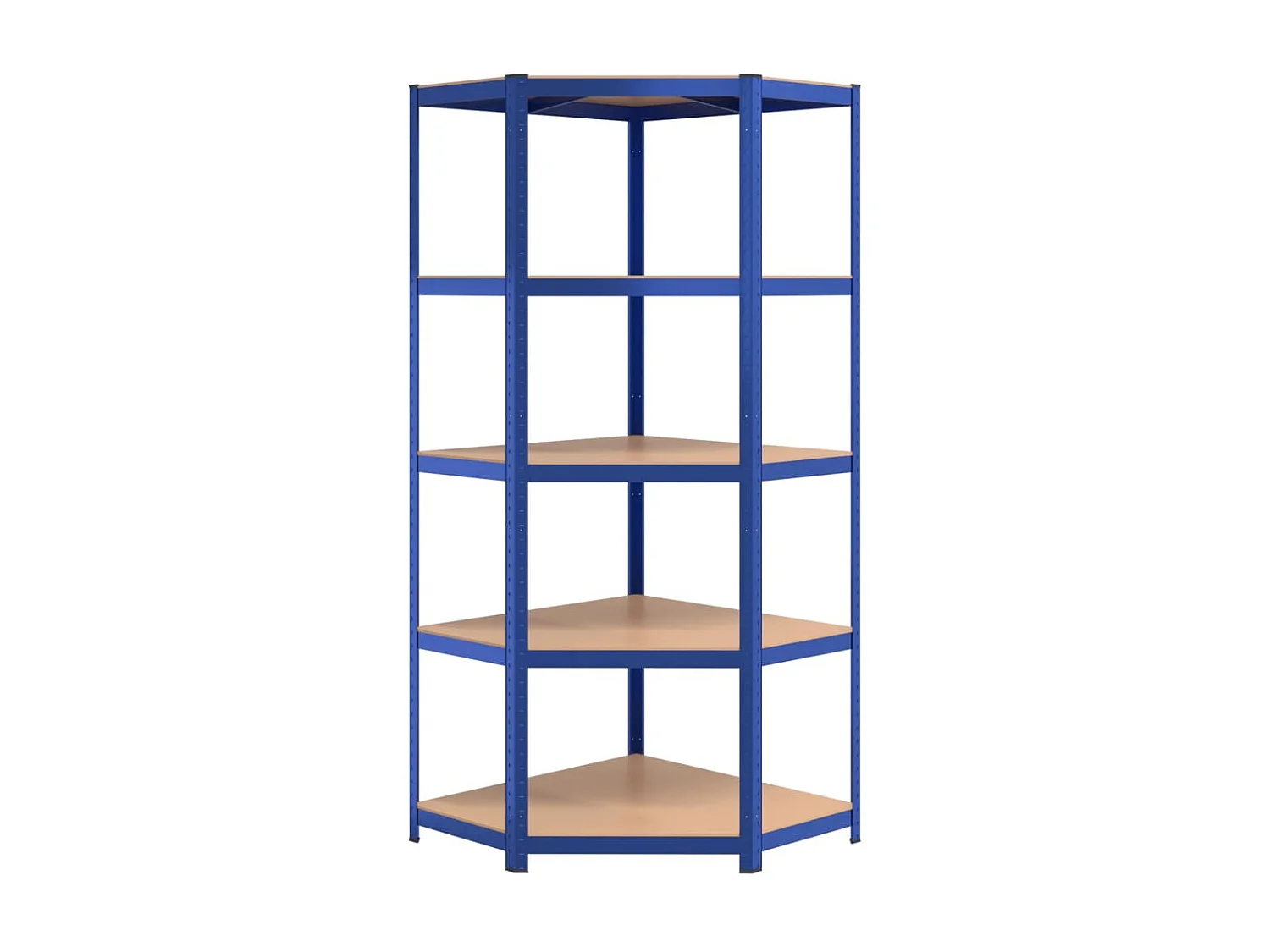 Étagère d'angle à 5 niveaux Bleu Acier et bois d'ingénierie OFR12732 BonneVie Meuble