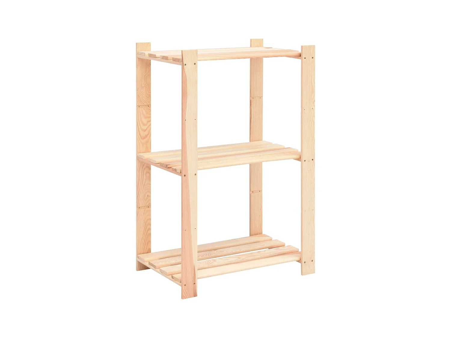 Étagère de stockage 3 niveaux 60x38x90 cm Pin solide 150 kg OFR18550 BonneVie Meuble