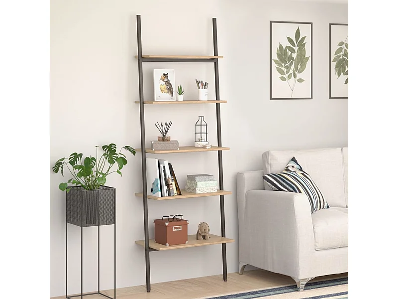 Unidade 5 prateleiras 64x34x185,5 cm castanho-claro e preto PT944139