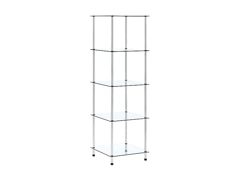 Étagère 5 niveaux Transparent 40x40x130 cm Verre trempé OFR20229 BonneVie Meuble