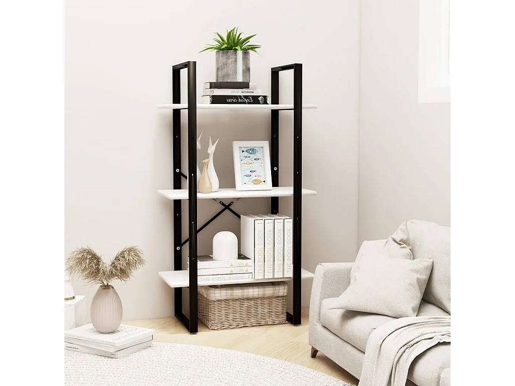 Étagère de rangement Blanc 60x30x105 cm Bois de pin massif OFR26578 BonneVie Meuble