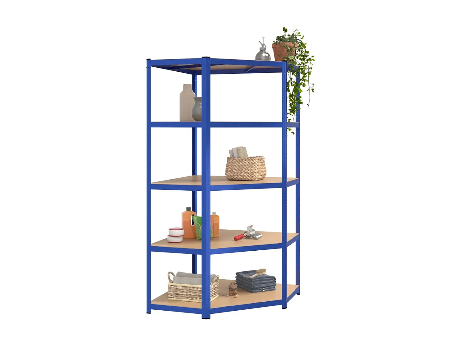 Hoekrek 5-laags staal en bewerkt hout blauw NL497119