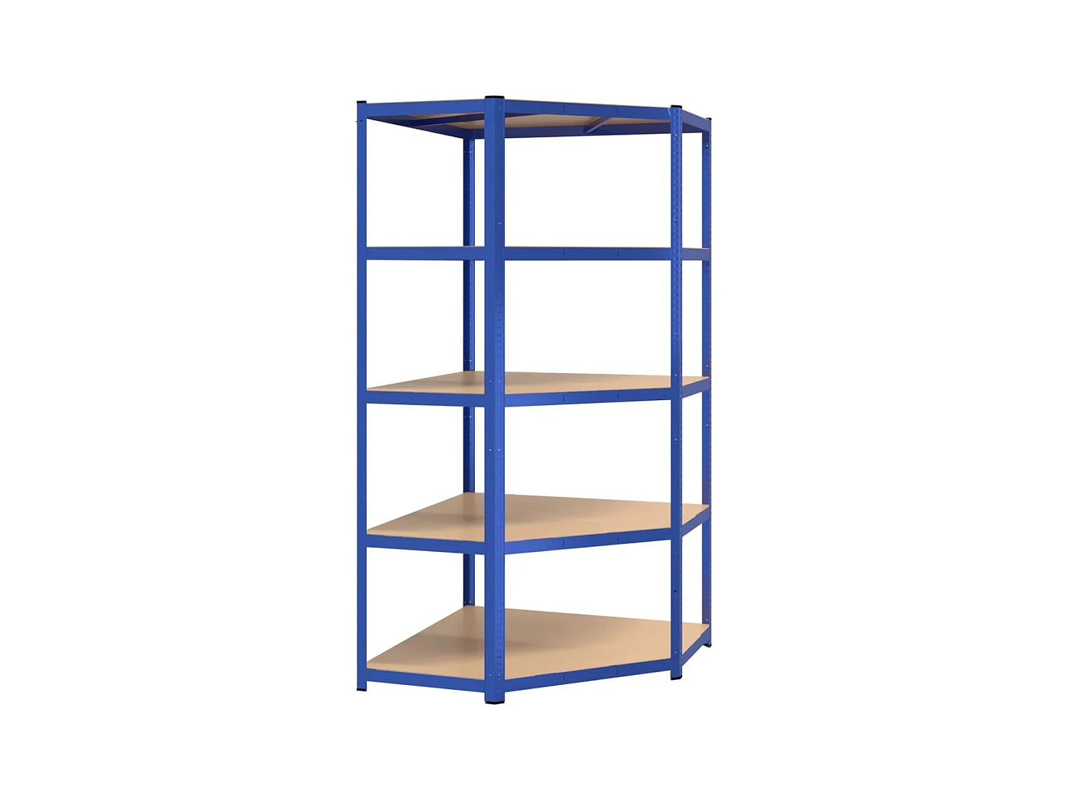 Estantería esquina 5 niveles madera contrachapada y acero azul ES405125