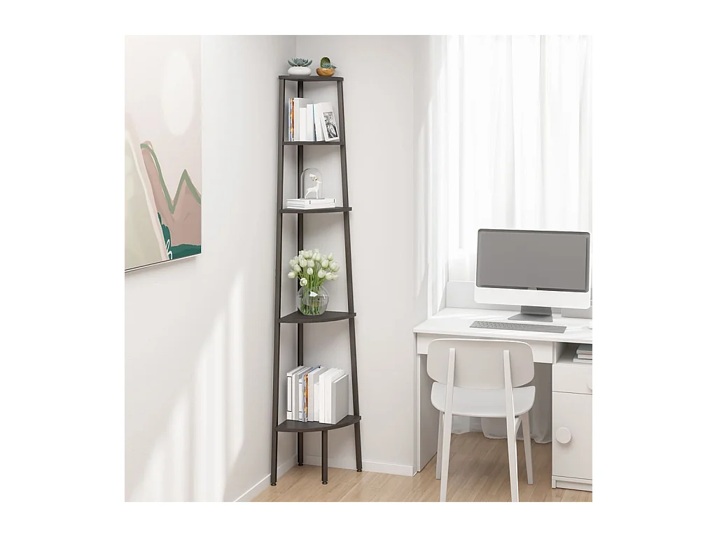 Étagère d'angle 5 niveaux Noir 45,5x31,5x180 cm OFR73214 BonneVie Meuble