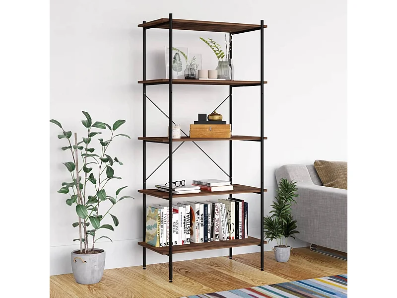 Unidade com 5 prateleiras 80x40x163 cm preto/natural PT775832